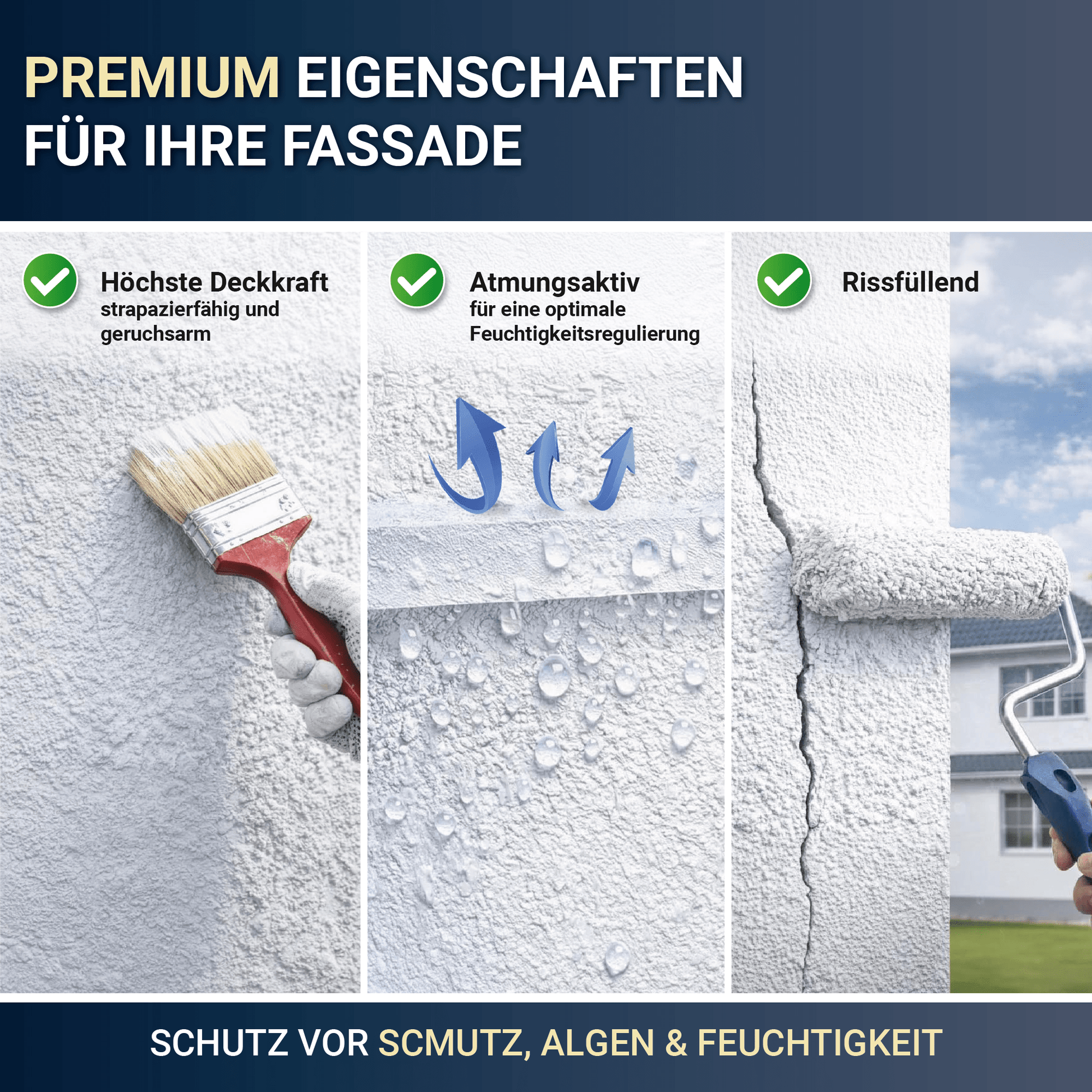 Derendo Fassadenfarbe Elefantengrau mit ULTRA Wetterschutz und Abperleffekt in 10L – Produktbild von Derendo