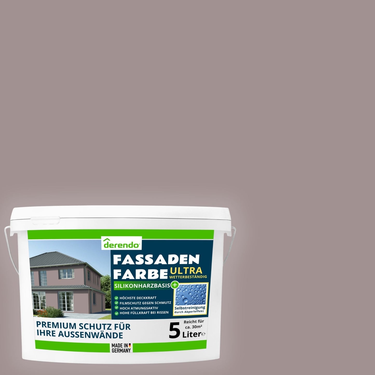 Derendo Fassadenfarbe Felsbraun mit ULTRA Wetterschutz und Abperleffekt - 4251604918116 - Derendo