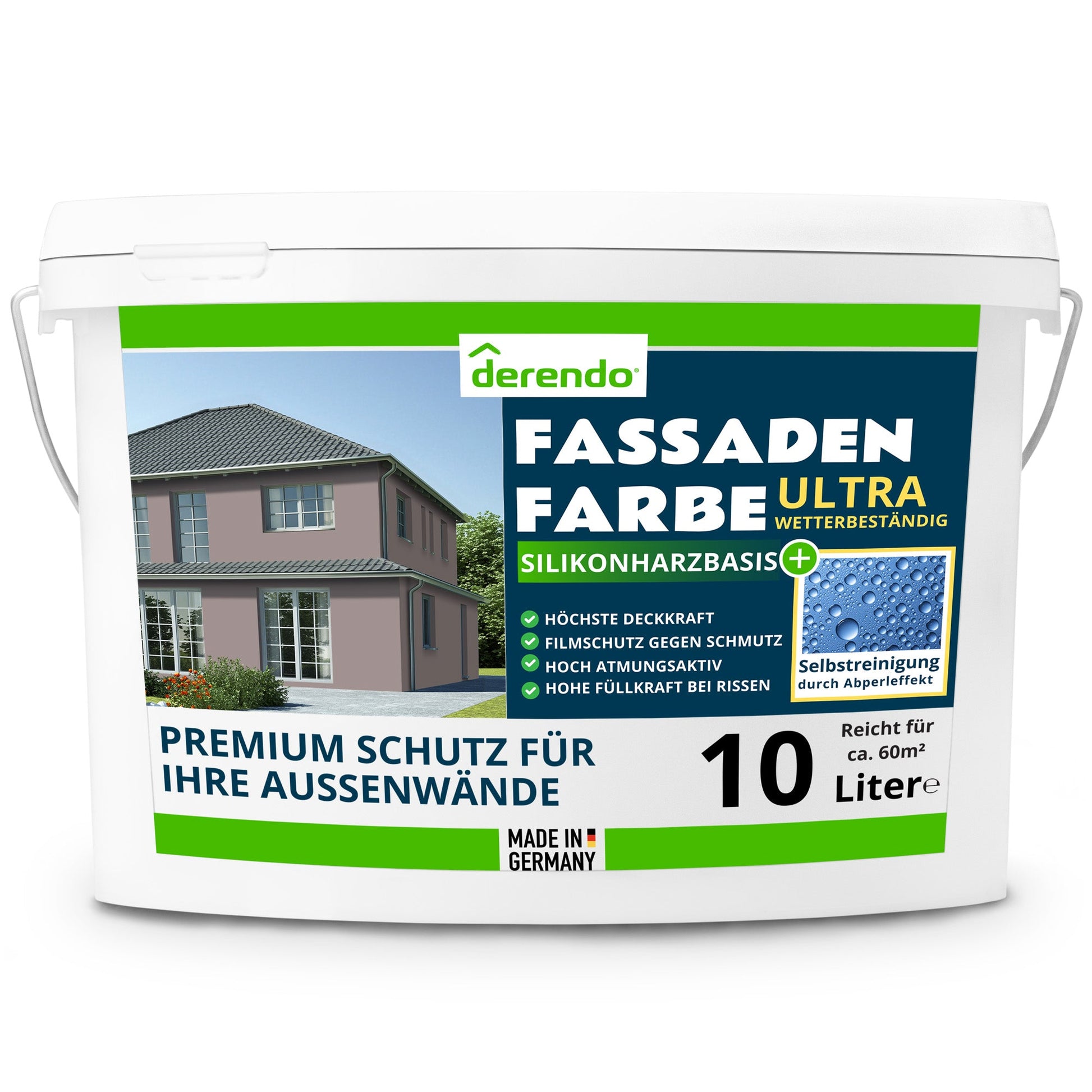 Derendo Fassadenfarbe Felsbraun mit ULTRA Wetterschutz und Abperleffekt - 4251604914910 - Derendo
