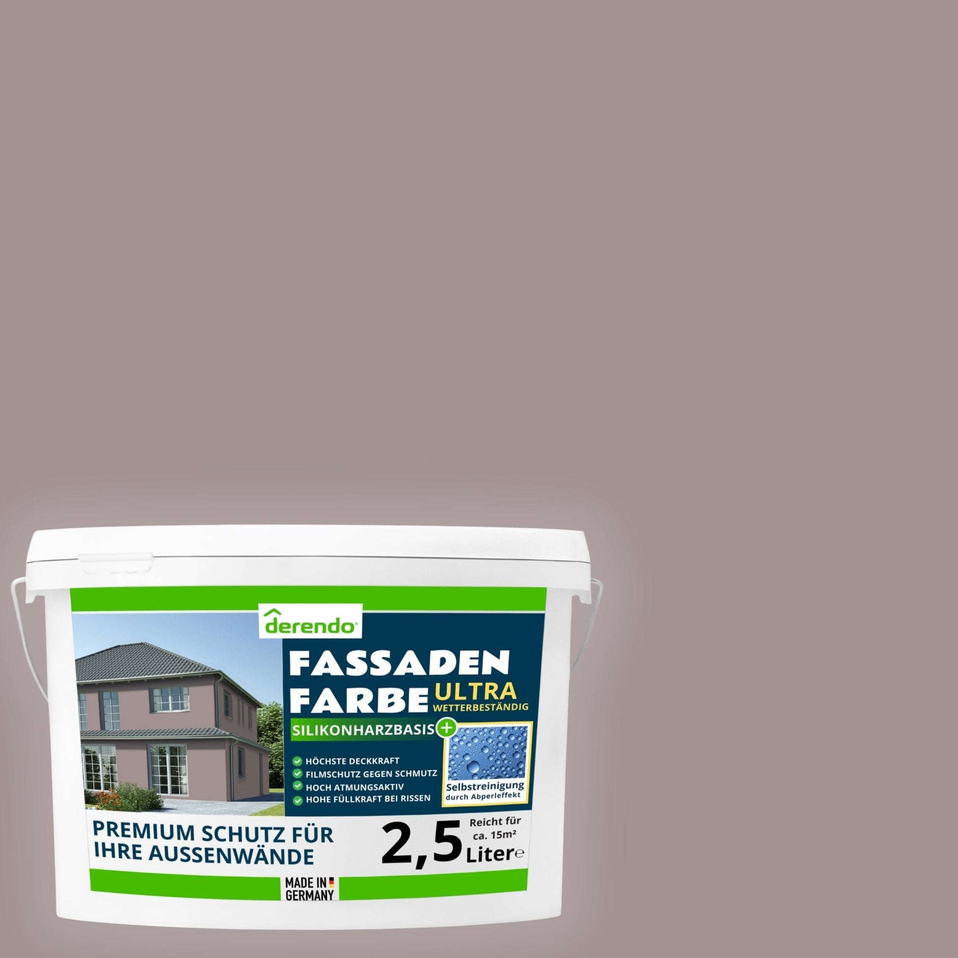 Derendo Fassadenfarbe Felsbraun mit ULTRA Wetterschutz und Abperleffekt - 4251604914927 - Derendo