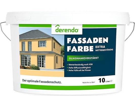 Derendo Fassadenfarbe Gelborange mit EXTRA Wetterschutz - 4251604914453 - Derendo