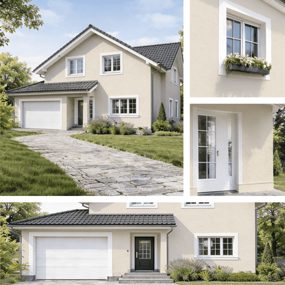 Derendo Fassadenfarbe Graubeige mit ULTRA Wetterschutz und Abperleffekt in 10L – Produktbild von Derendo