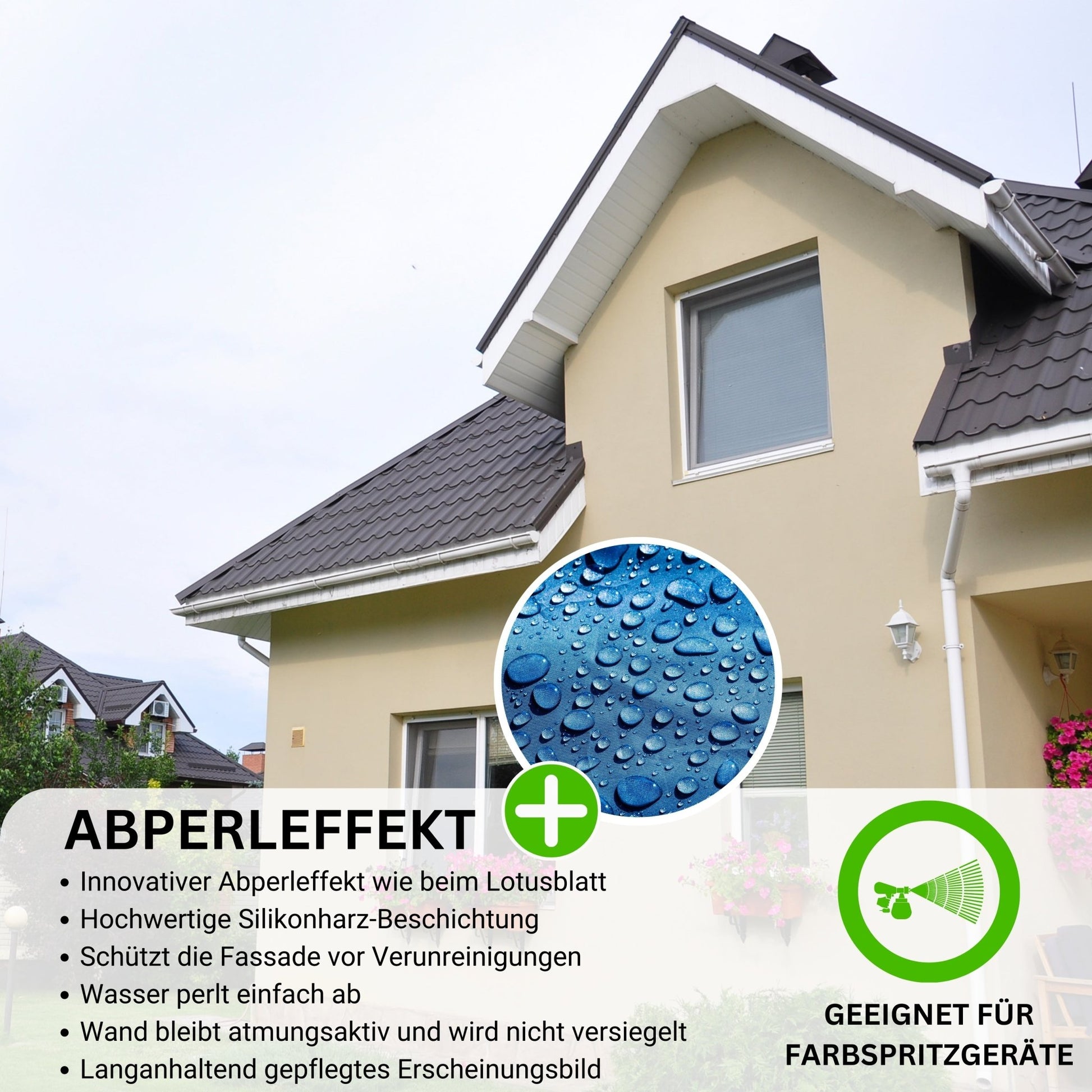 Derendo Fassadenfarbe Graubeige mit ULTRA Wetterschutz und Abperleffekt - 4251604914811 - Derendo