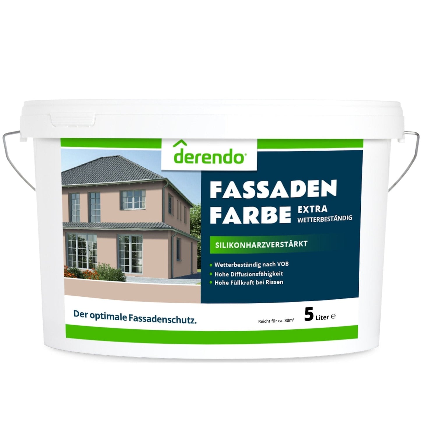 Derendo Fassadenfarbe Haselnuss mit EXTRA Wetterschutz in 2.5 Liter – Produktbild von Derendo