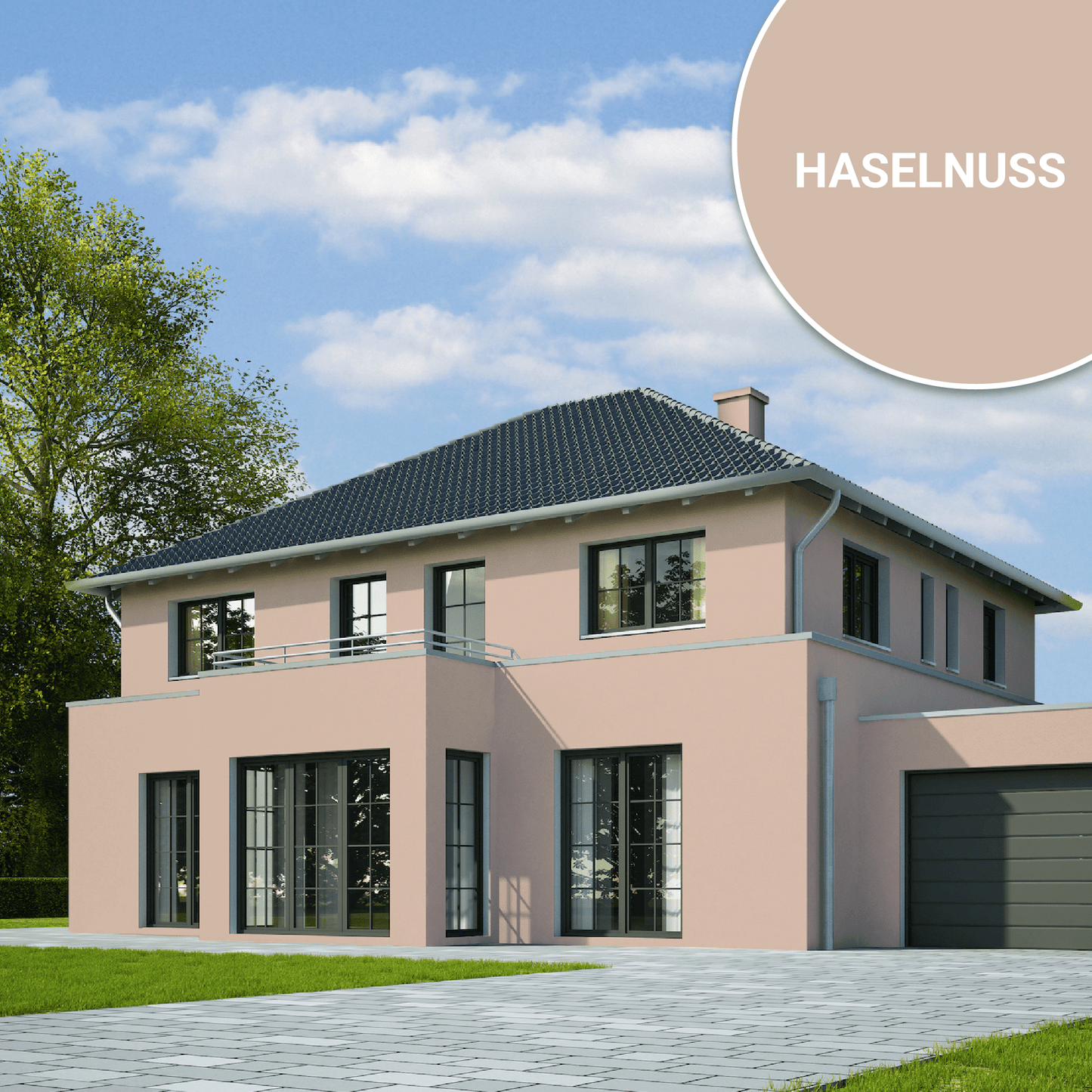 Derendo Fassadenfarbe Haselnuss mit ULTRA Wetterschutz und Abperleffekt in 10L – Produktbild von Derendo