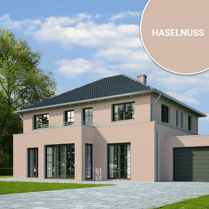 Derendo Fassadenfarbe Haselnuss mit ULTRA Wetterschutz und Abperleffekt in 10L – Produktbild von Derendo