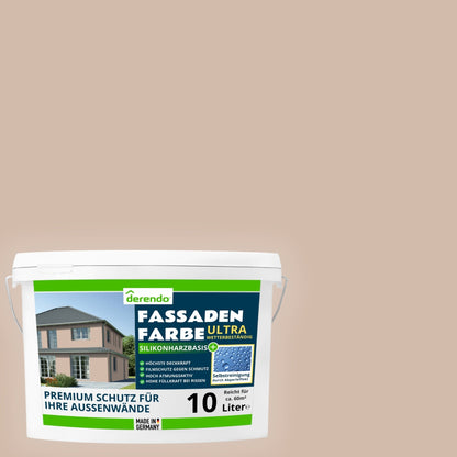 Derendo Fassadenfarbe Haselnuss mit ULTRA Wetterschutz und Abperleffekt in 10L – Produktbild von Derendo