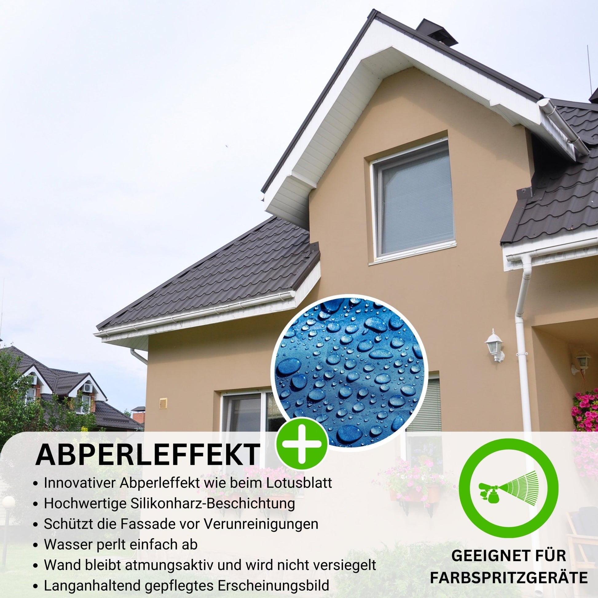 Derendo Fassadenfarbe Haselnuss mit ULTRA Wetterschutz und Abperleffekt - 4251604914958 - Derendo