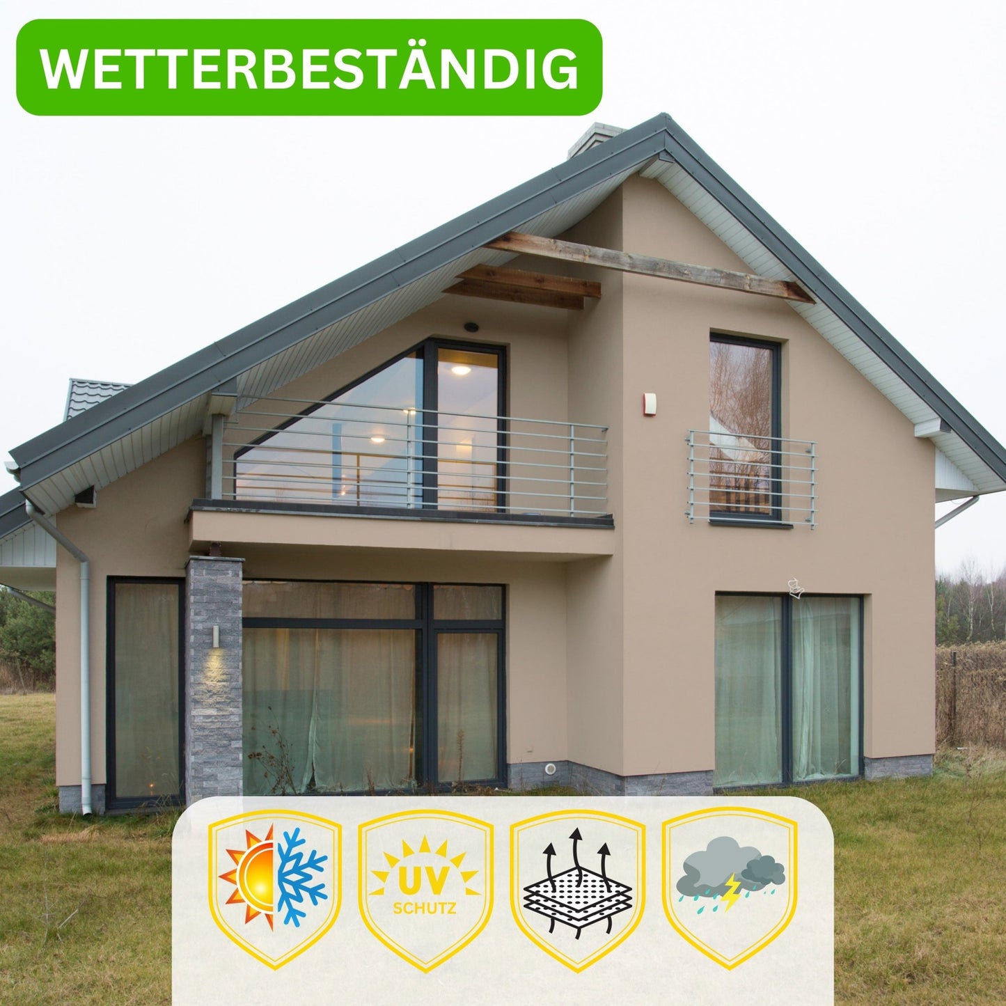 Derendo Fassadenfarbe Haselnuss mit ULTRA Wetterschutz und Abperleffekt - 4251604914958 - Derendo