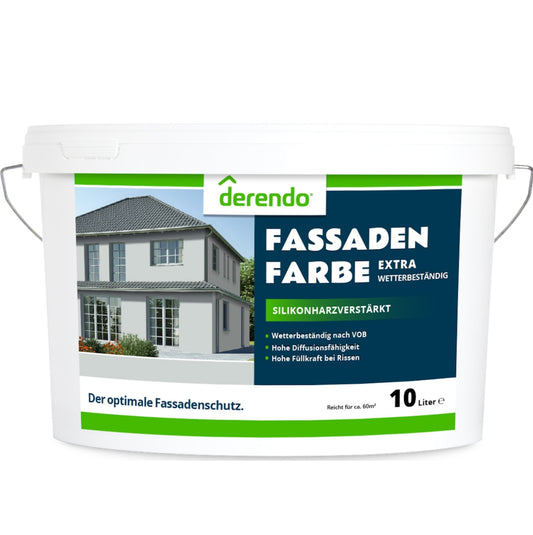 Derendo Fassadenfarbe Hellgrau mit EXTRA Wetterschutz - 4251604913647 - Derendo