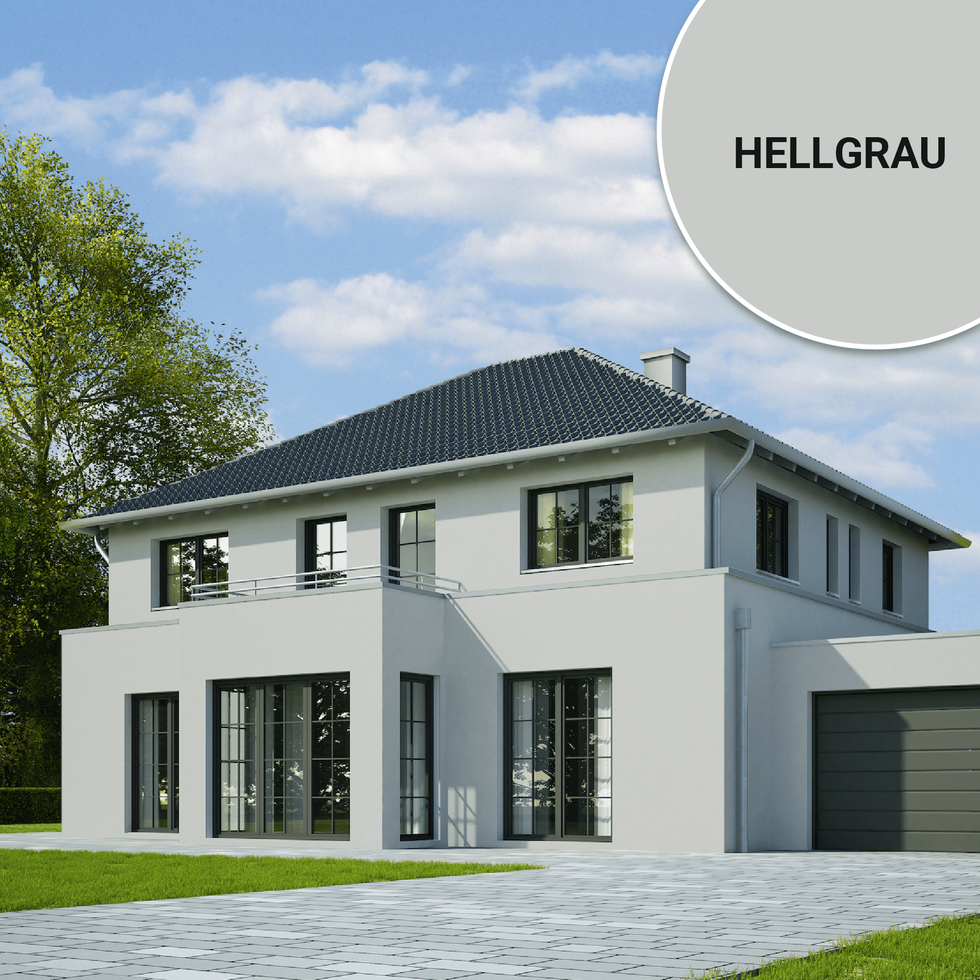 Derendo Fassadenfarbe Hellgrau mit ULTRA Wetterschutz und Abperleffekt in 10L – Produktbild von Derendo