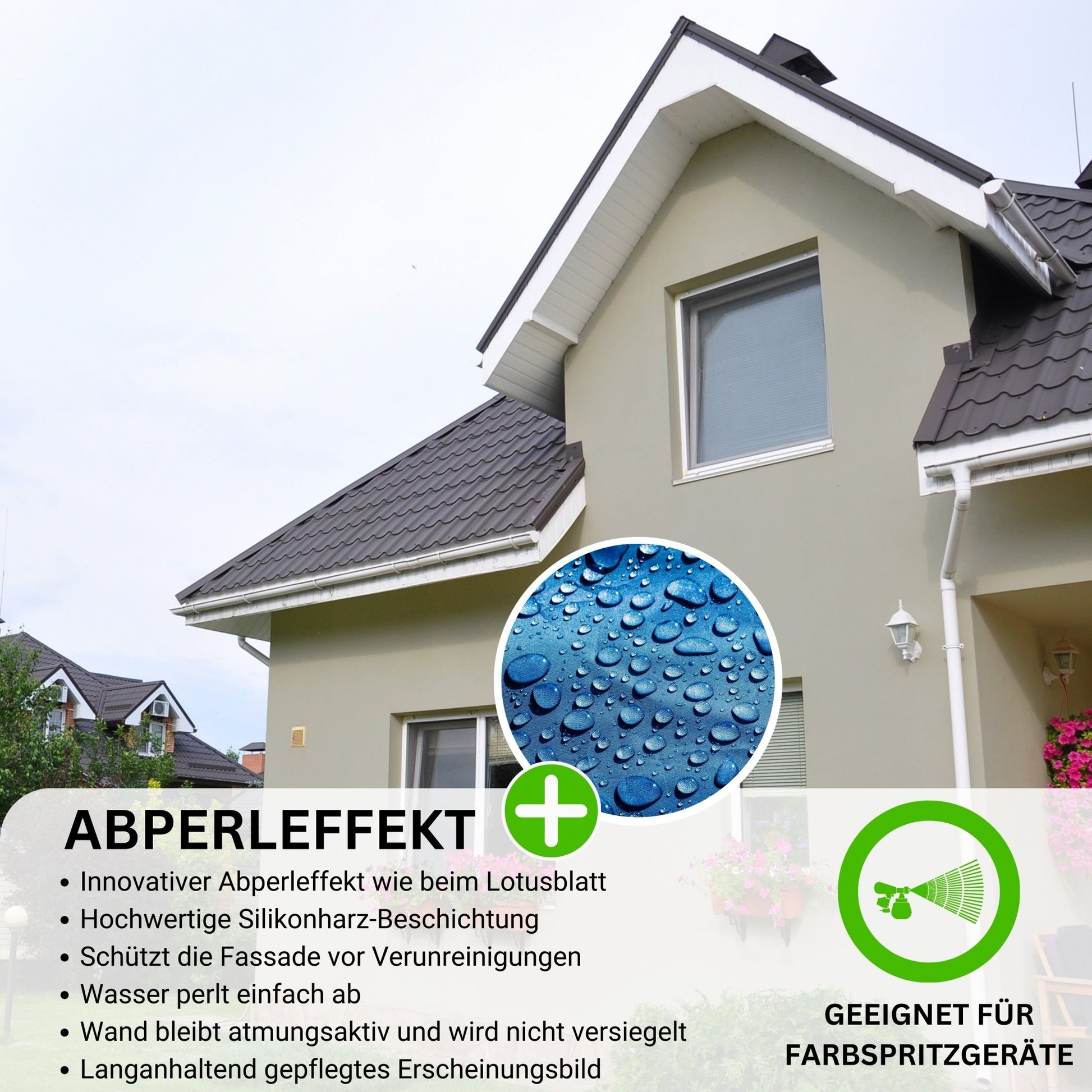 Derendo Fassadenfarbe Hellgrau mit ULTRA Wetterschutz und Abperleffekt - 4251604914651 - Derendo