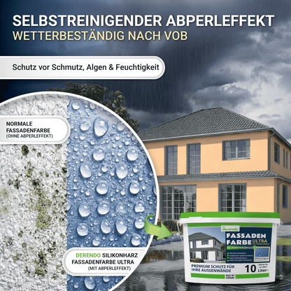 Derendo Fassadenfarbe Hellorange mit ULTRA Wetterschutz und Abperleffekt in 2.5L – Produktbild von Derendo