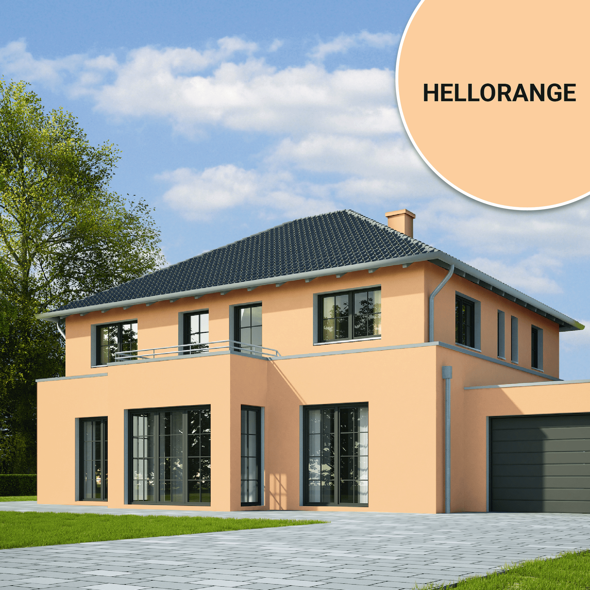 Derendo Fassadenfarbe Hellorange mit ULTRA Wetterschutz und Abperleffekt in 2.5L – Produktbild von Derendo