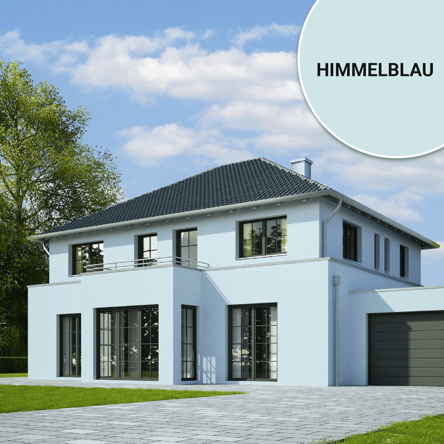 Derendo Fassadenfarbe Himmelblau mit ULTRA Wetterschutz und Abperleffekt in 10L – Produktbild von Derendo