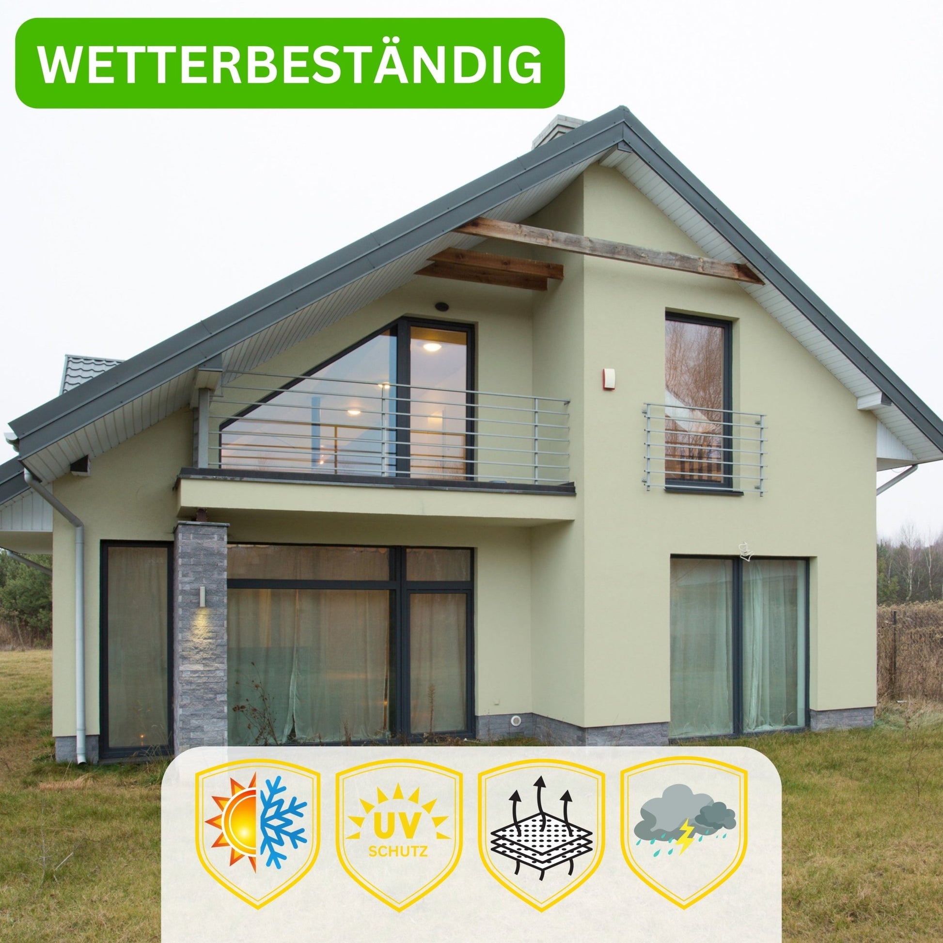 Derendo Fassadenfarbe Mauvegruen mit ULTRA Wetterschutz und Abperleffekt - 4251604915825 - Derendo