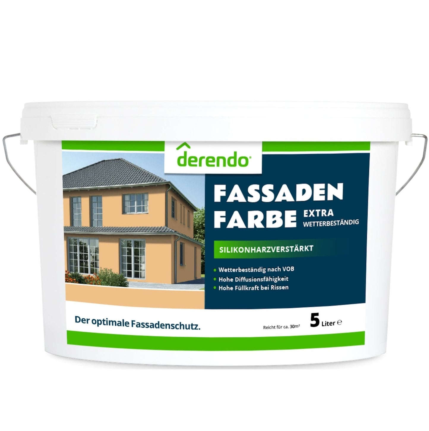 Derendo Fassadenfarbe Ockergelb mit EXTRA Wetterschutz - 4251604920072 - Derendo
