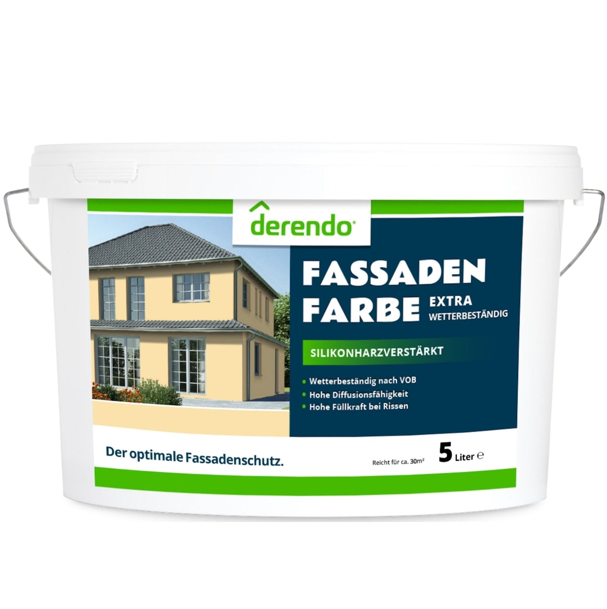 Derendo Fassadenfarbe Sandgelb mit EXTRA Wetterschutz - 4251604919298 - Derendo