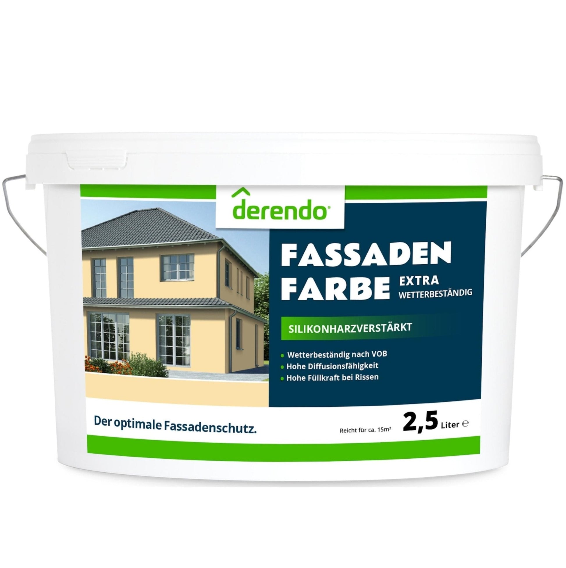 Derendo Fassadenfarbe Sandgelb mit EXTRA Wetterschutz - 4251604919311 - Derendo