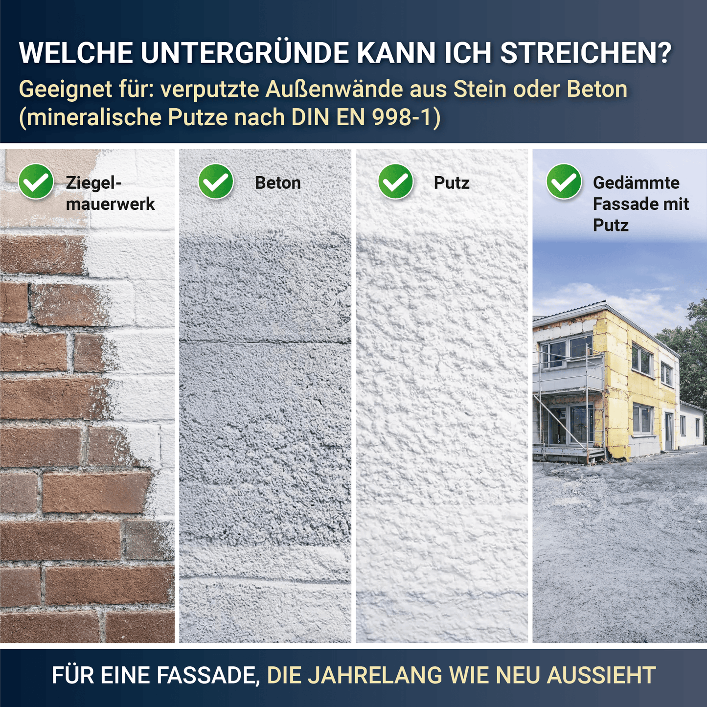 Derendo Fassadenfarbe Sandgelb mit ULTRA Wetterschutz und Abperleffekt in 10L – Produktbild von Derendo