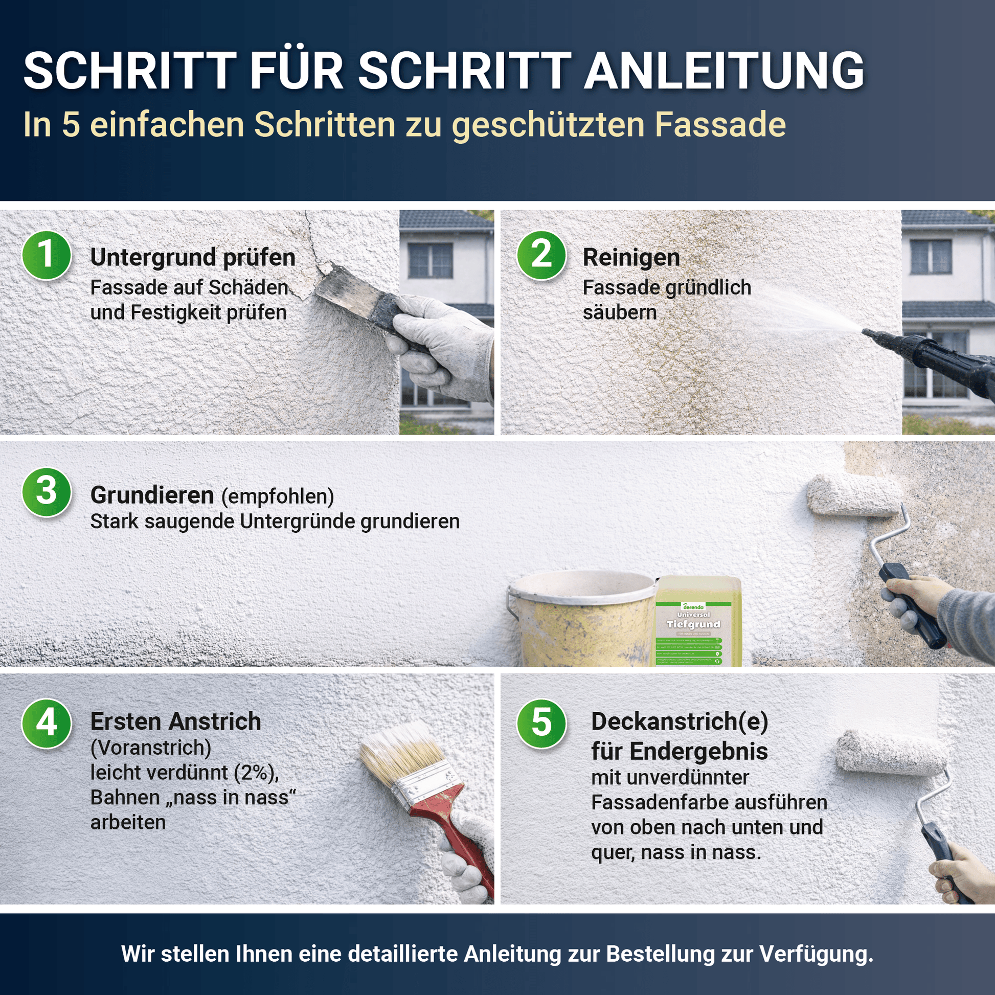 Derendo Fassadenfarbe Sandgelb mit ULTRA Wetterschutz und Abperleffekt in 10L – Produktbild von Derendo