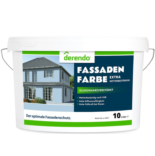 Derendo Fassadenfarbe Taubenblau mit EXTRA Wetterschutz - 4251604915870 - Derendo