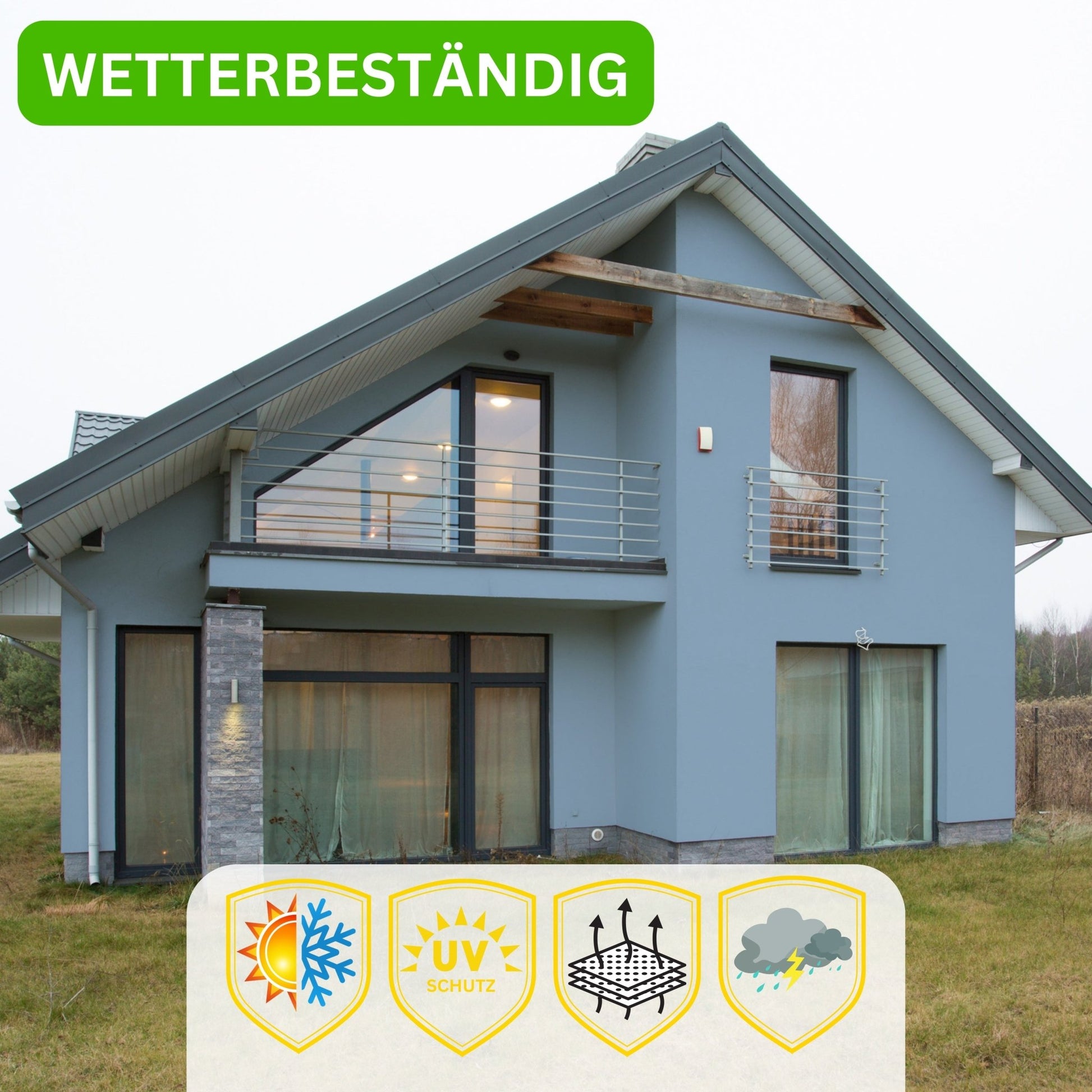 Derendo Fassadenfarbe Taubenblau mit ULTRA Wetterschutz und Abperleffekt - 4251604915931 - Derendo