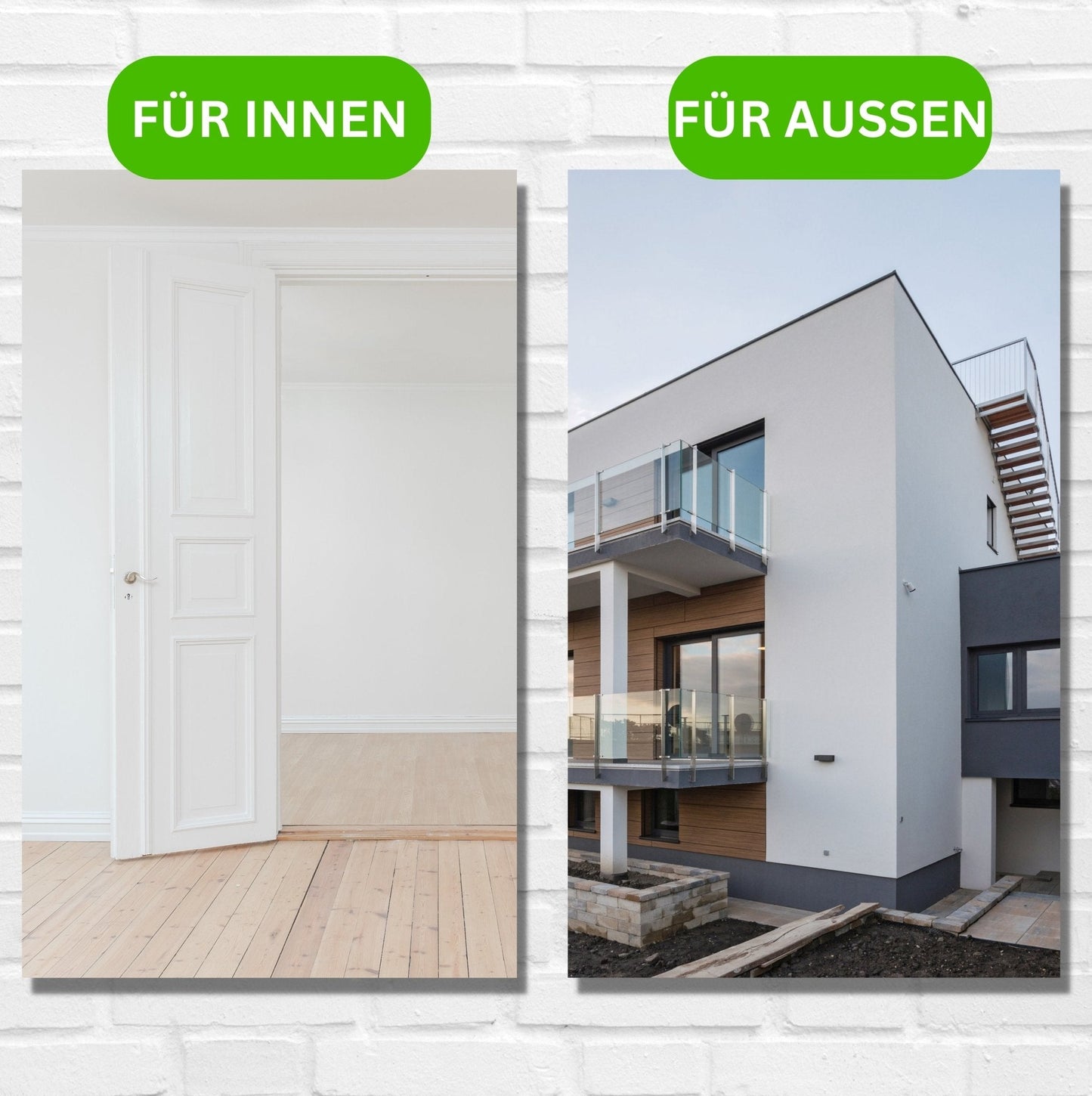 Derendo Fassadenfarbe Weiß für Außen und Innen, atmungsaktive Dispersionsfarbe mit hohe Deckkraft für Neu - und Renovierungsanstriche in 10 Liter – Produktbild von Derendo