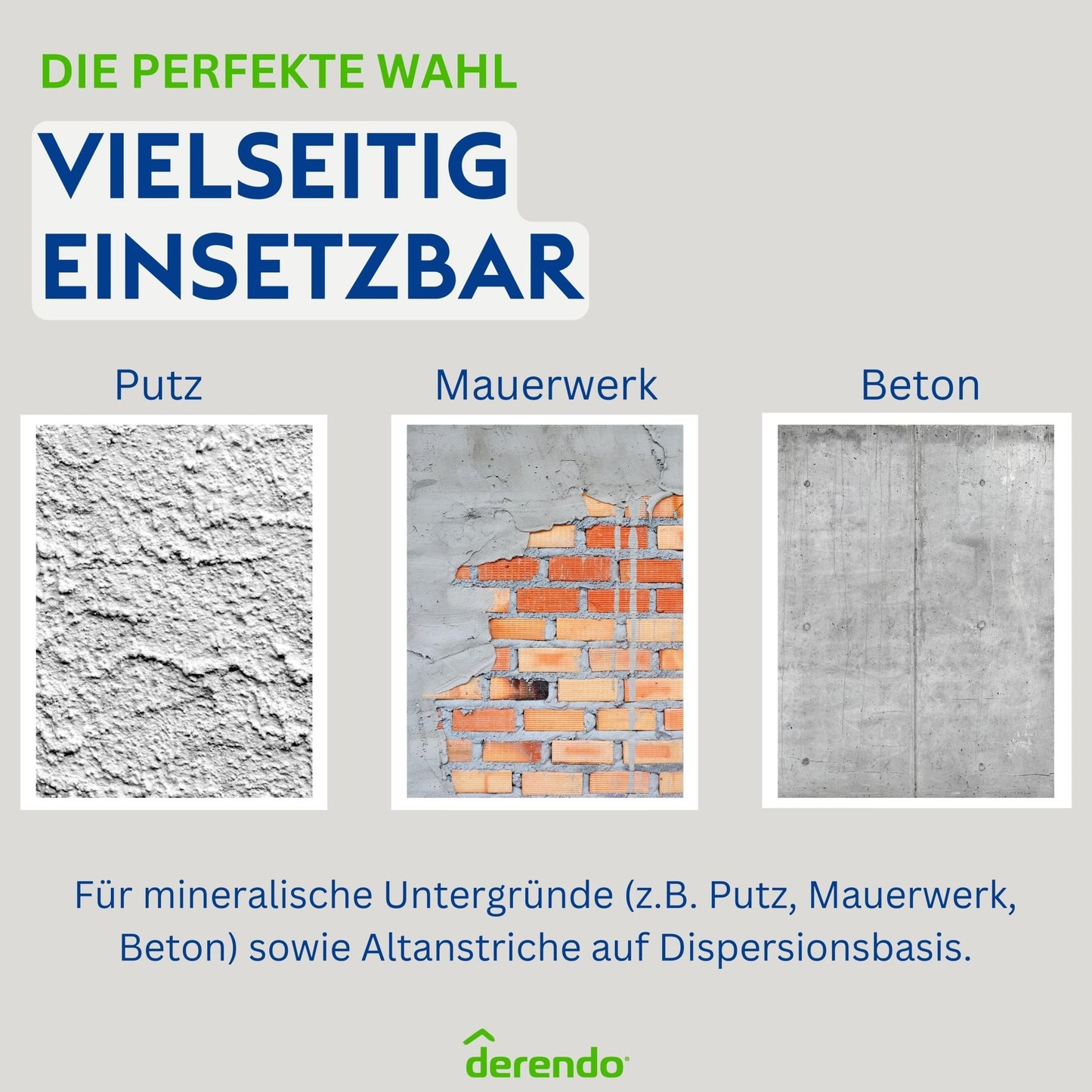 Derendo Fassadenfarbe Weiß für Außen und Innen, atmungsaktive Dispersionsfarbe mit hohe Deckkraft für Neu - und Renovierungsanstriche - 4251604927866 - Derendo