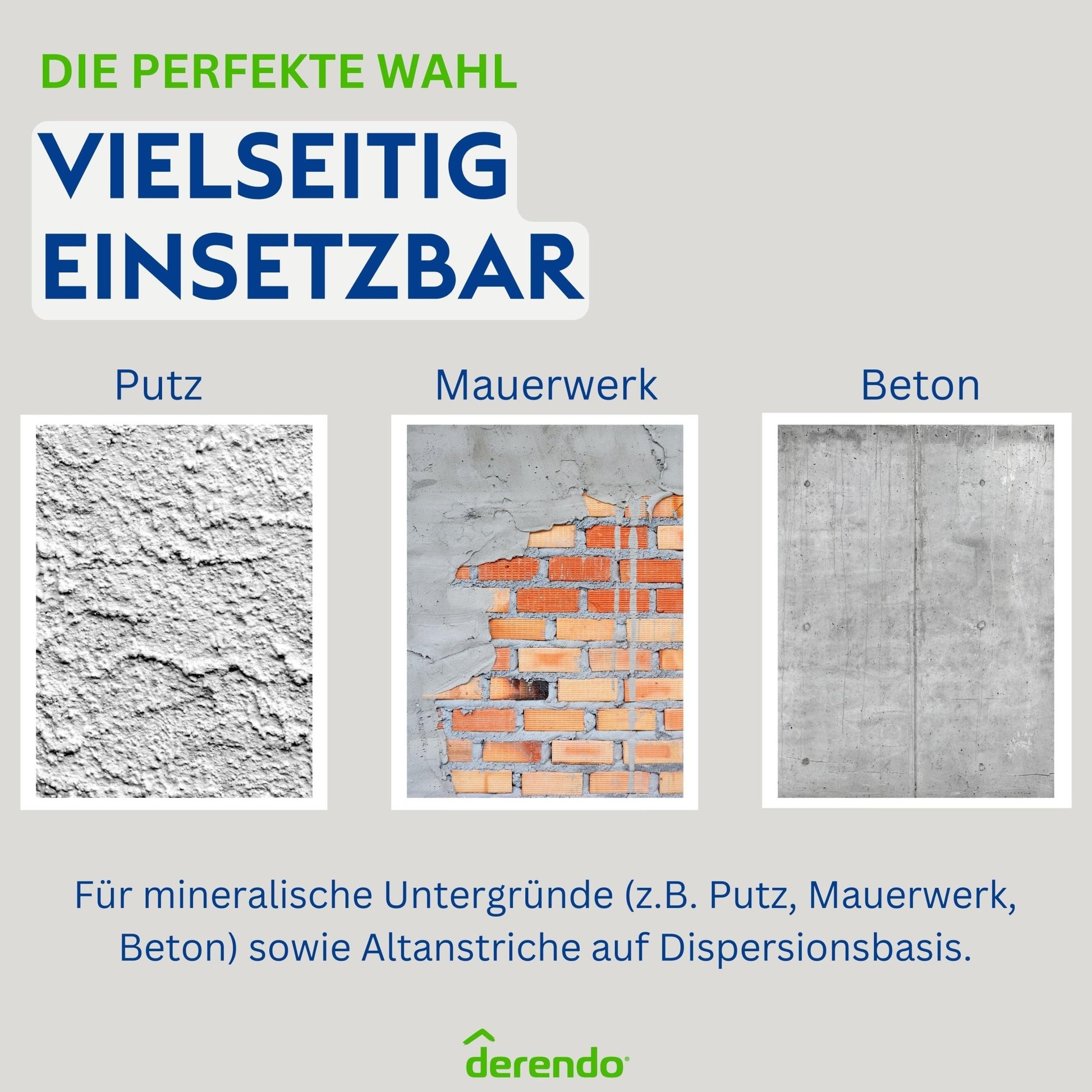 Derendo Fassadenfarbe Weiß für Außen und Innen, atmungsaktive Dispersionsfarbe mit hohe Deckkraft für Neu - und Renovierungsanstriche - 4251604927866 - Derendo
