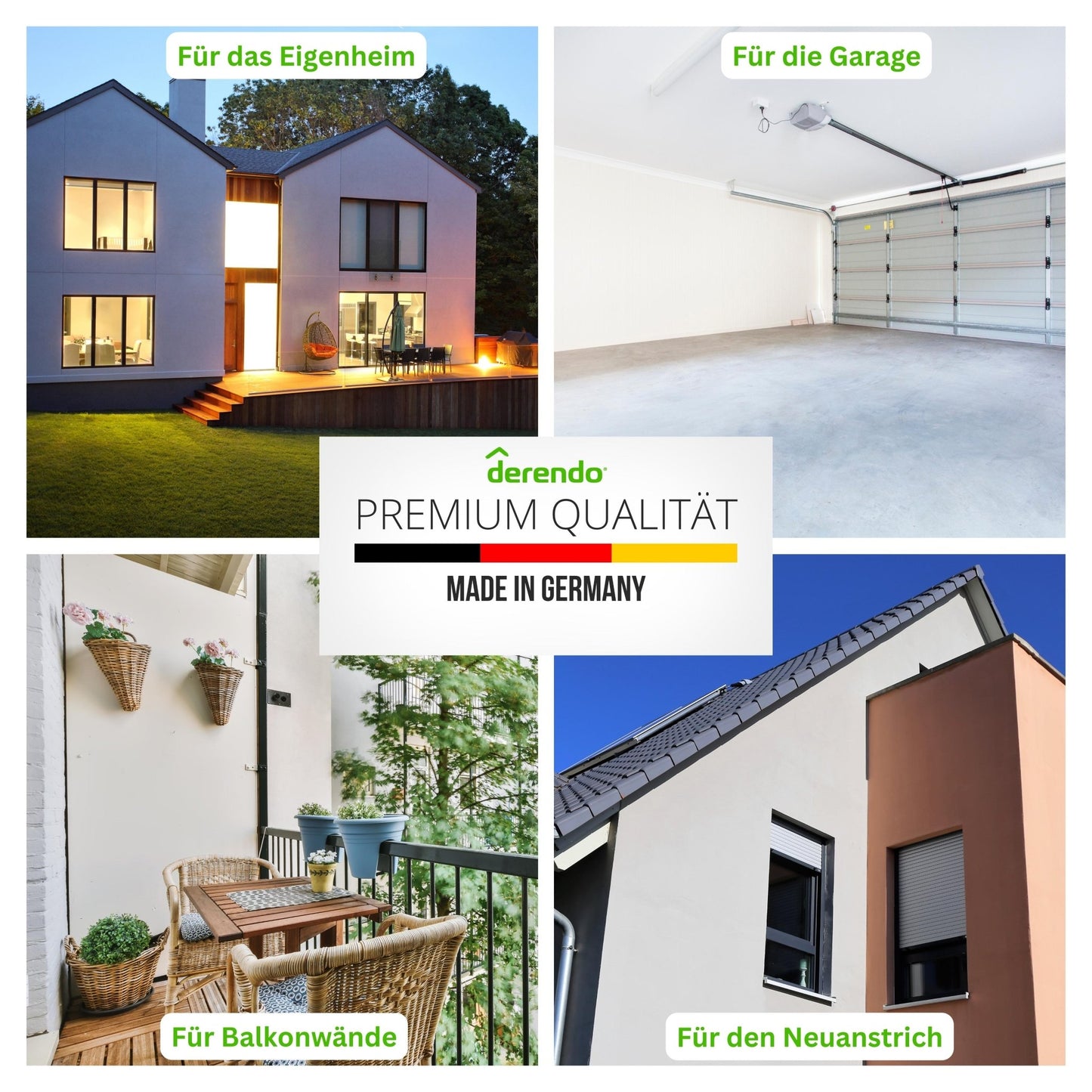 Derendo Fassadenfarbe Weiß für Außen und Innen, atmungsaktive Dispersionsfarbe mit hohe Deckkraft für Neu - und Renovierungsanstriche - 4251604927866 - Derendo