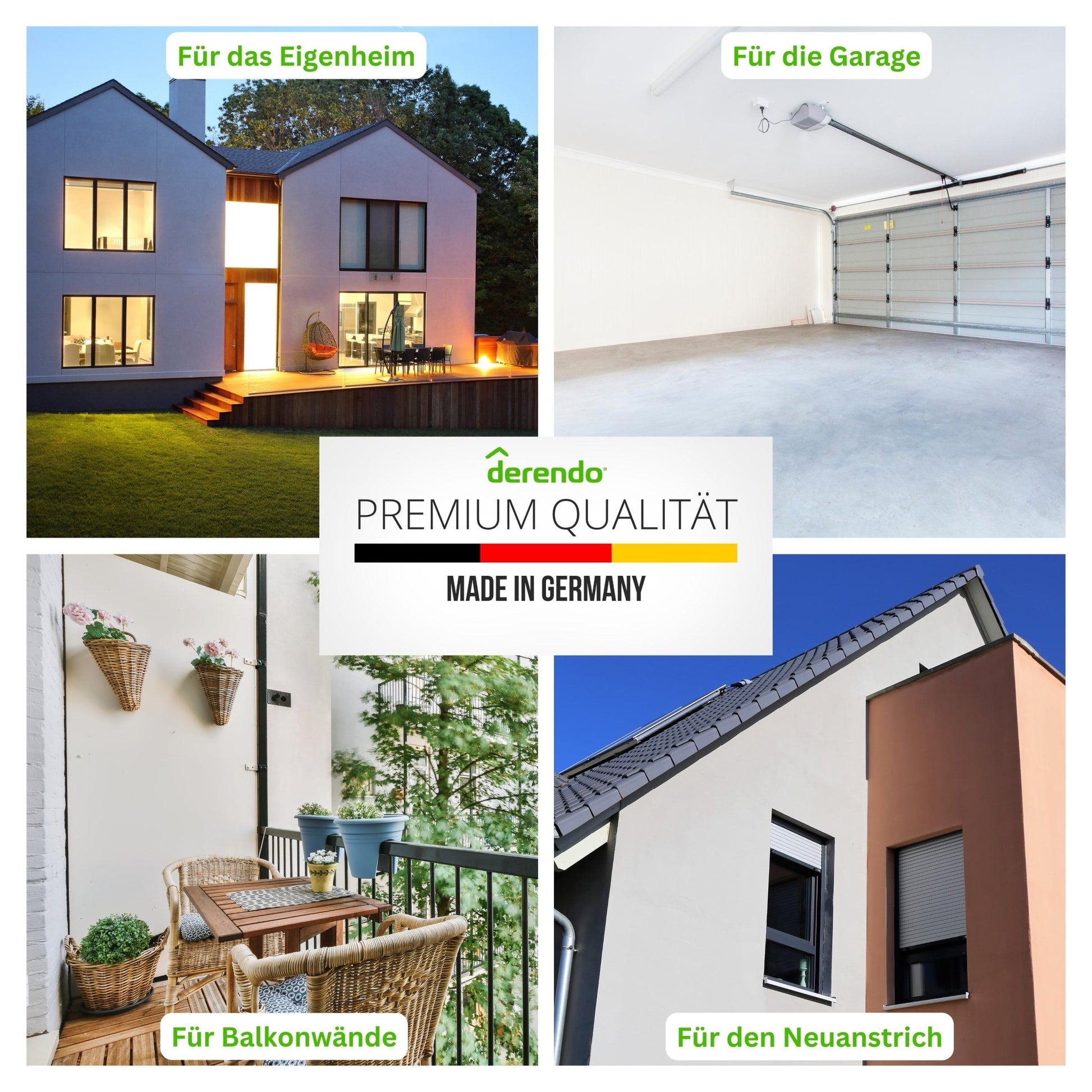 Derendo Fassadenfarbe Weiß für Außen und Innen, atmungsaktive Dispersionsfarbe mit hohe Deckkraft für Neu - und Renovierungsanstriche - 4251604927866 - Derendo