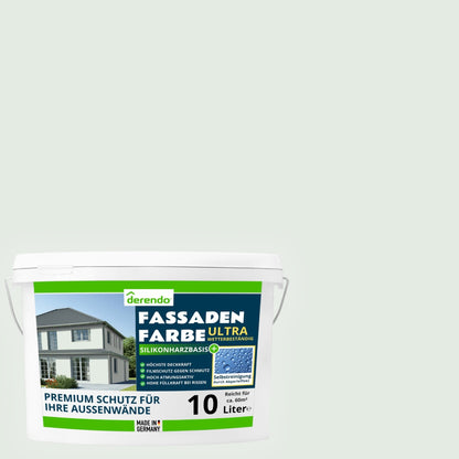 Derendo Fassadenfarbe Weissgrün mit ULTRA Wetterschutz und Abperleffekt in 10L – Produktbild von Derendo