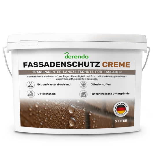 Derendo Fassadenschutzcreme Transparent – Farblose Imprägnierung für Ziegel, Klinker, Mauerwerk & Naturstein in 5l – Produktbild von Derendo