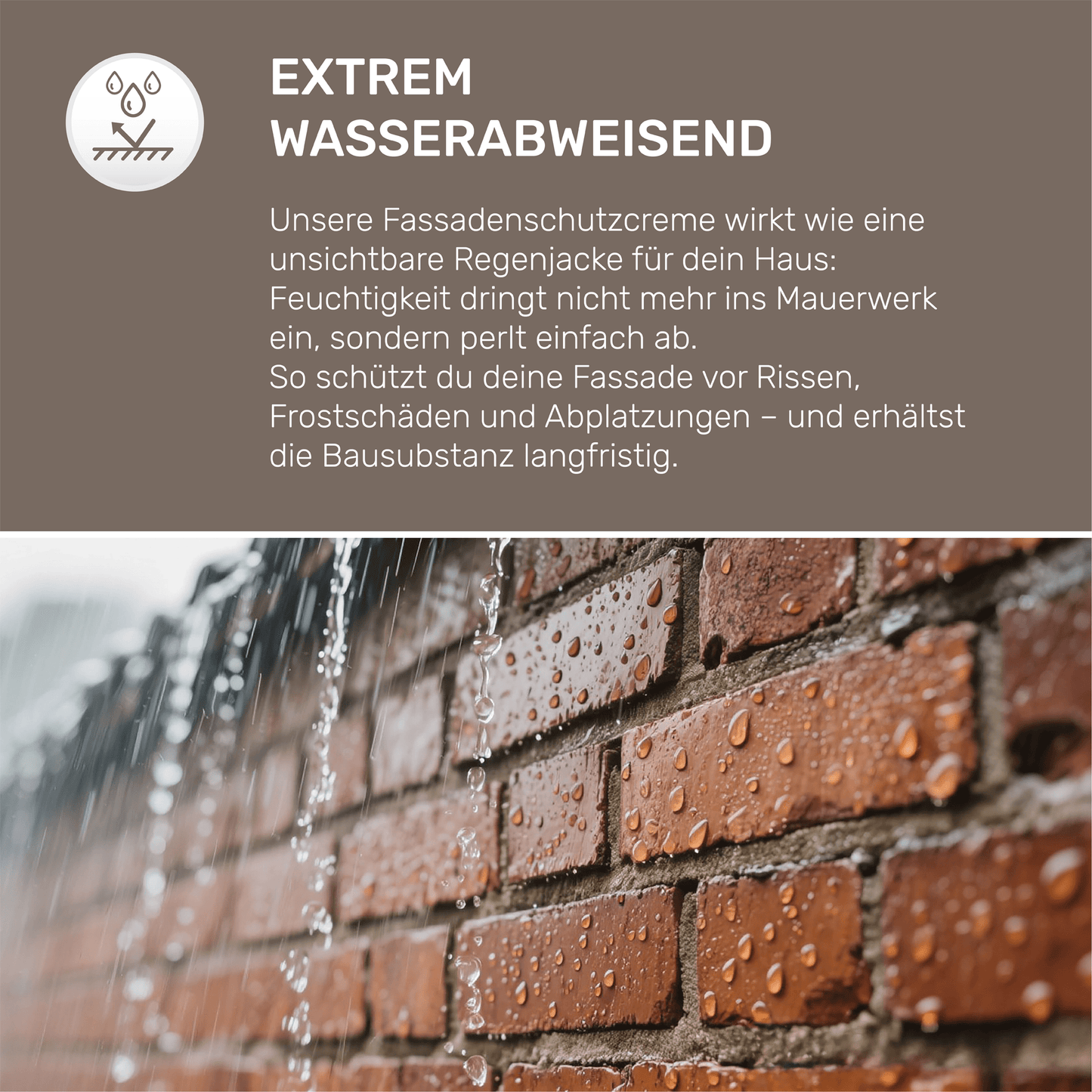 Derendo Fassadenschutzcreme Transparent – Farblose Imprägnierung für Ziegel, Klinker, Mauerwerk & Naturstein in 5l – Produktbild von Derendo