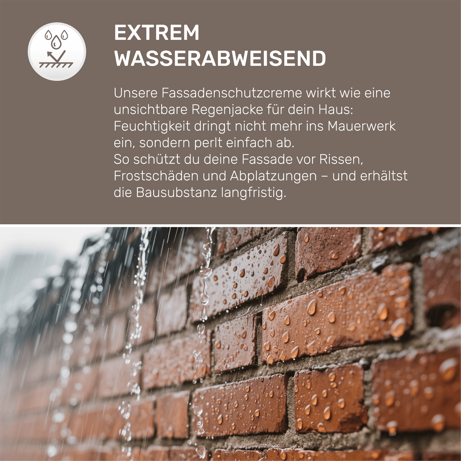 Derendo Fassadenschutzcreme Transparent – Farblose Imprägnierung für Ziegel, Klinker, Mauerwerk & Naturstein in 5l – Produktbild von Derendo