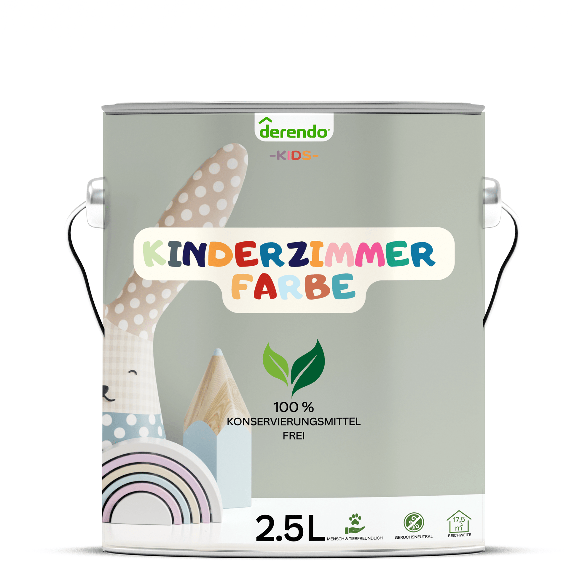 Derendo Kinderzimmer Wandfarbe - Dinogrün in 2.5 Liter – Produktbild von Derendo