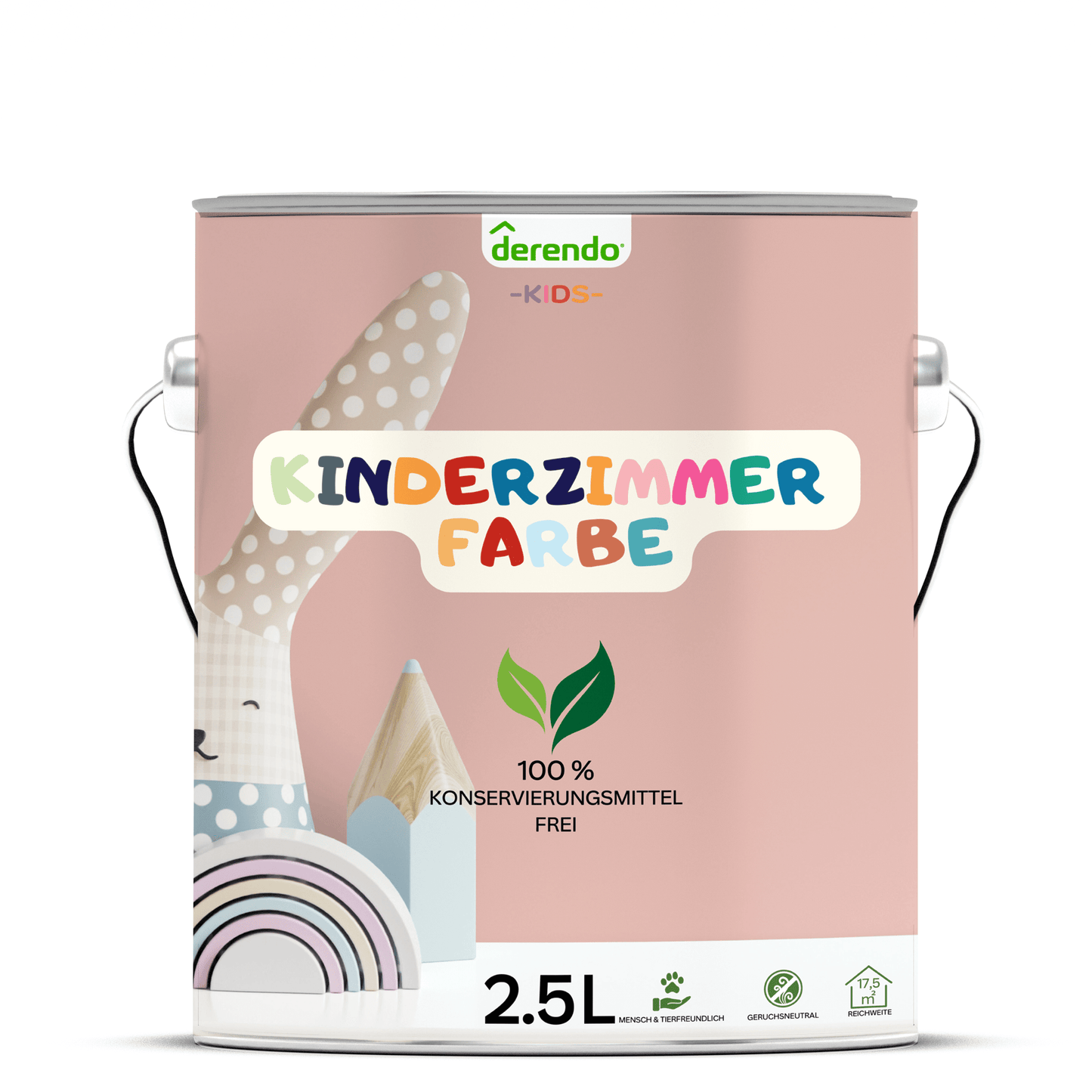 Derendo Kinderzimmer Wandfarbe - Feenstaubrosa in 2.5 Liter – Produktbild von Derendo