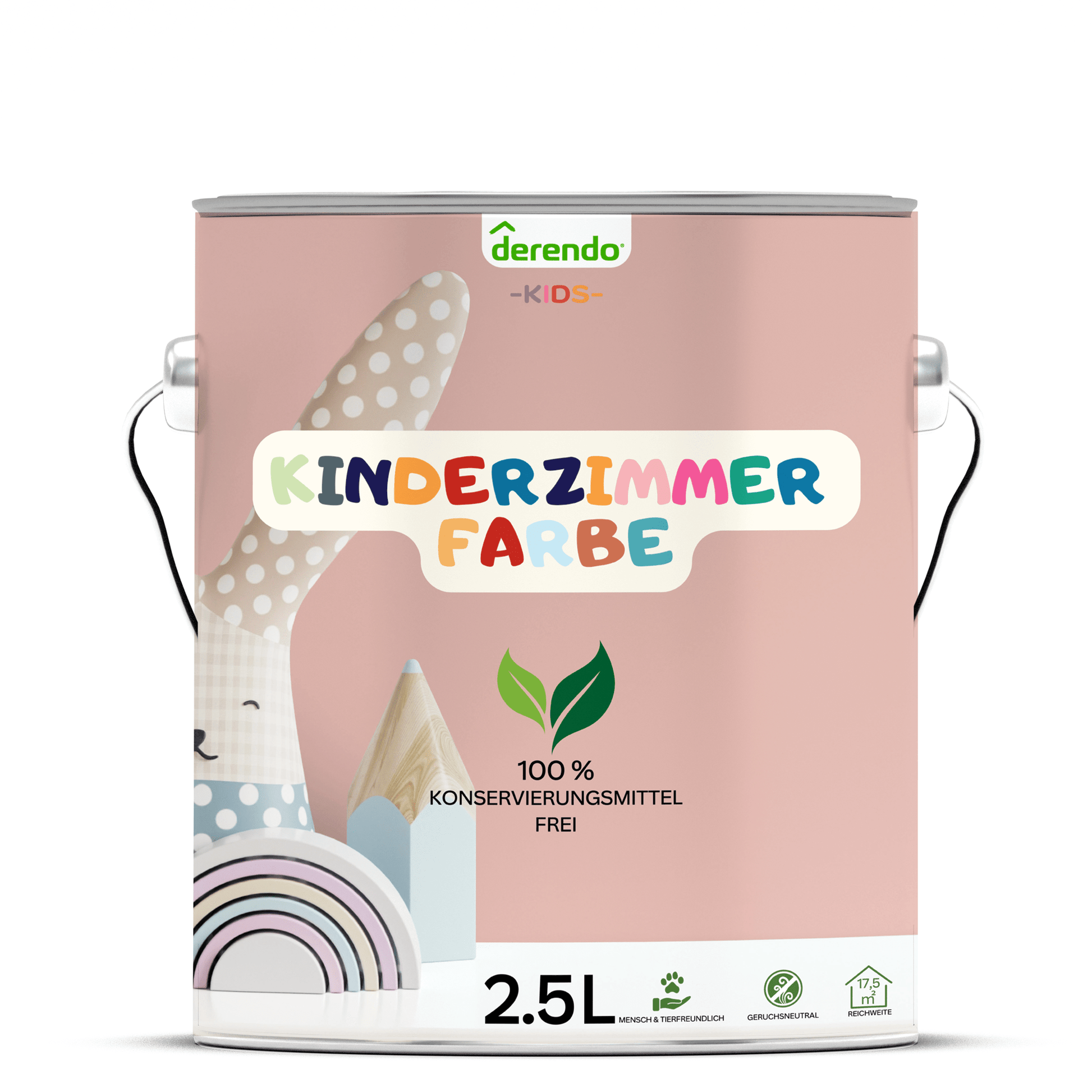 Derendo Kinderzimmer Wandfarbe - Feenstaubrosa in 2.5 Liter – Produktbild von Derendo