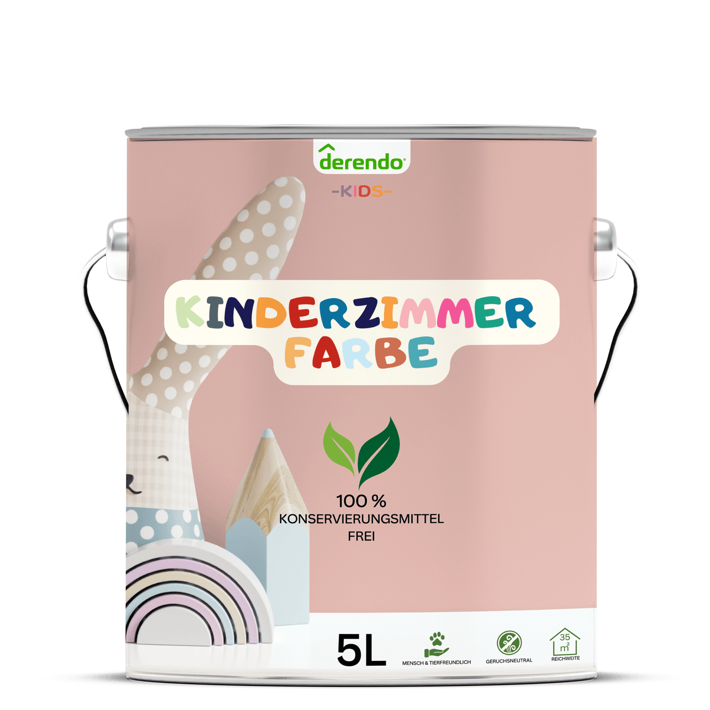 Derendo Kinderzimmer Wandfarbe - Feenstaubrosa in 5 Liter – Produktbild von Derendo