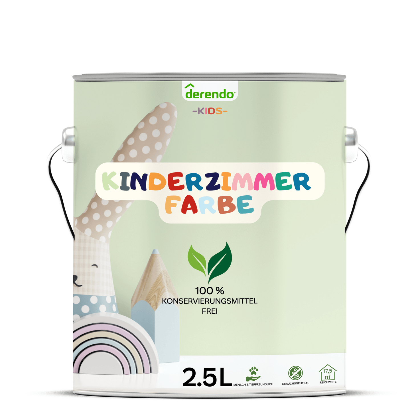 Derendo Kinderzimmer Wandfarbe - Froschgrün in 2.5 Liter – Produktbild von Derendo