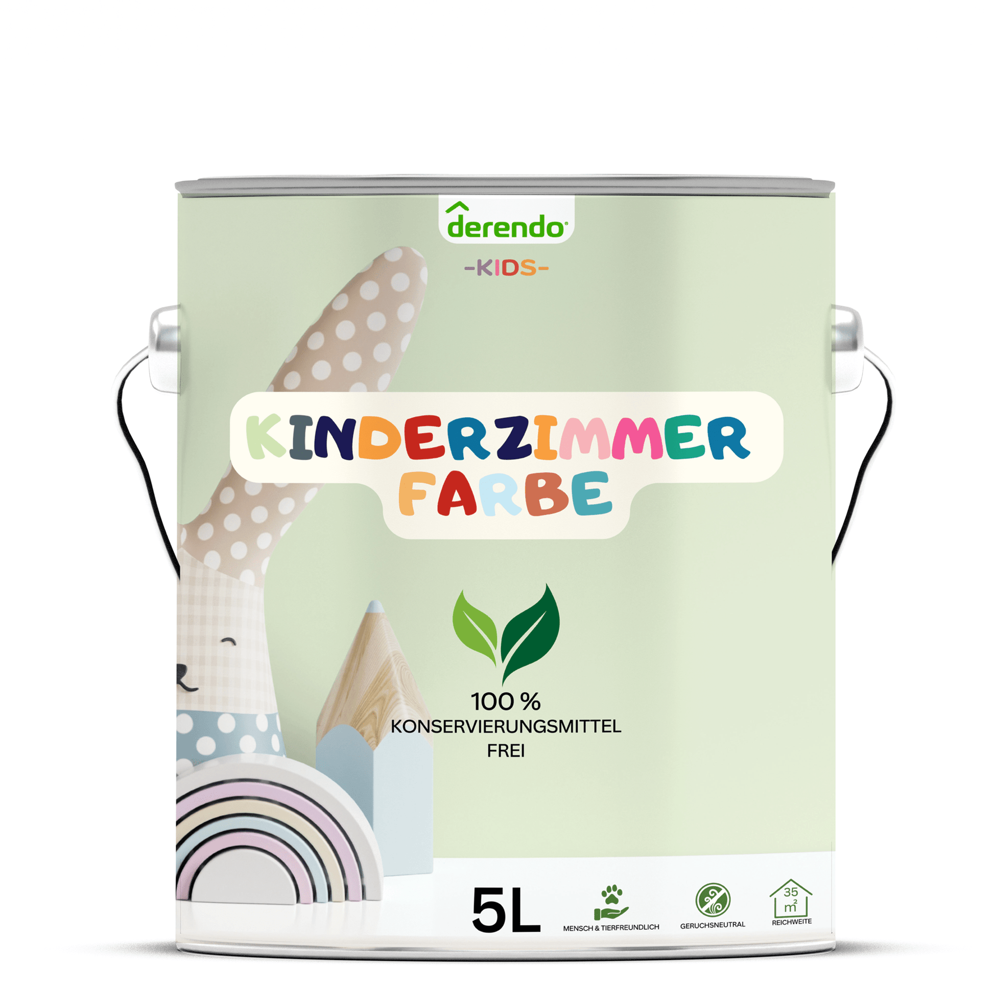Derendo Kinderzimmer Wandfarbe - Froschgrün in 2.5 Liter – Produktbild von Derendo