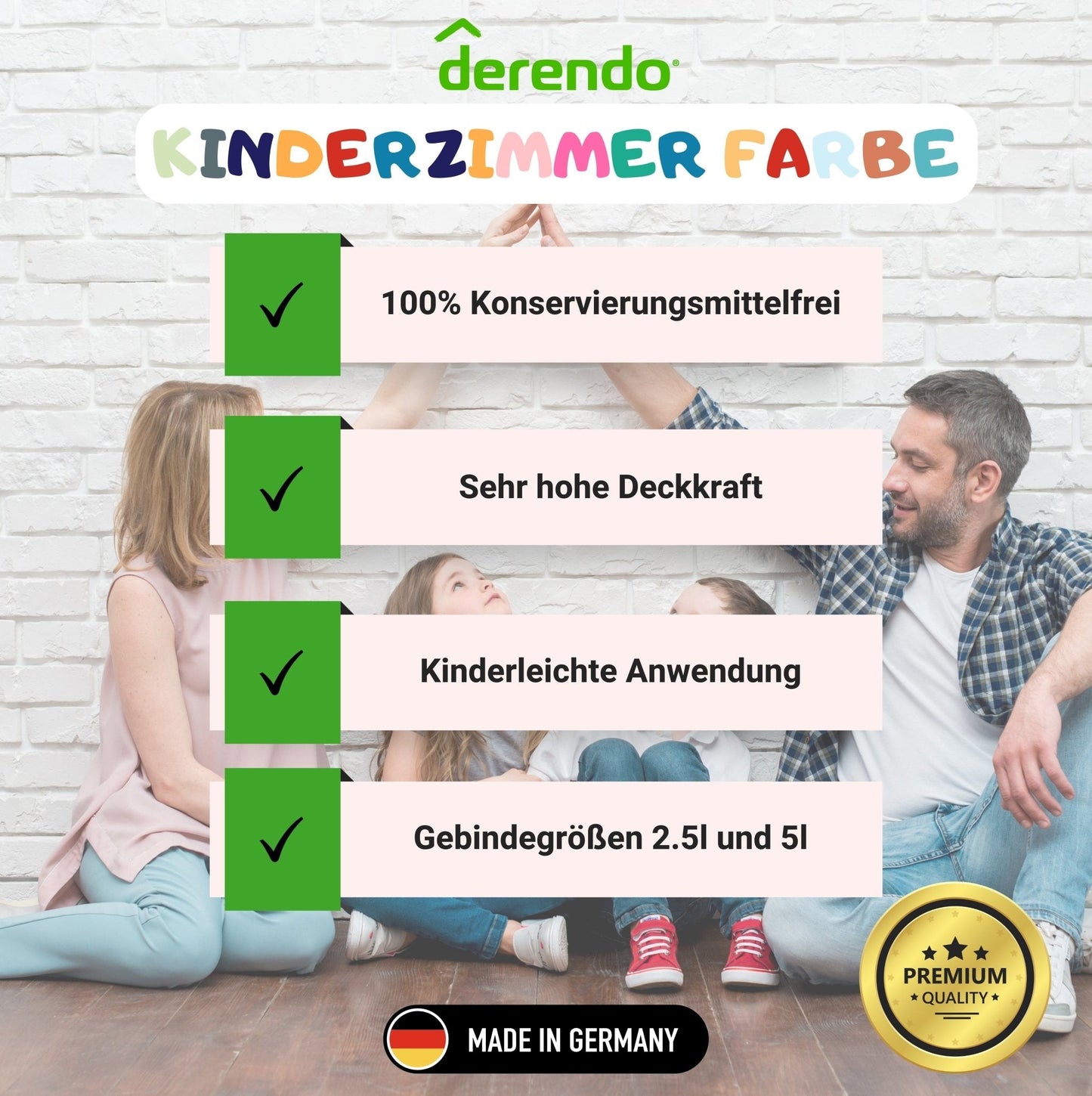 Derendo Kinderzimmer Wandfarbe Orange - Aprikose in 2.5 Liter – Produktbild von Derendo