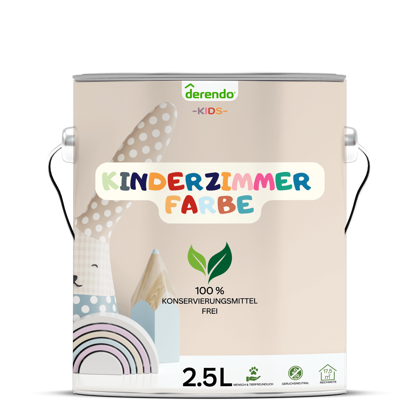 Derendo Kinderzimmer Wandfarbe - Sandkastenbeige in 2.5 Liter – Produktbild von Derendo
