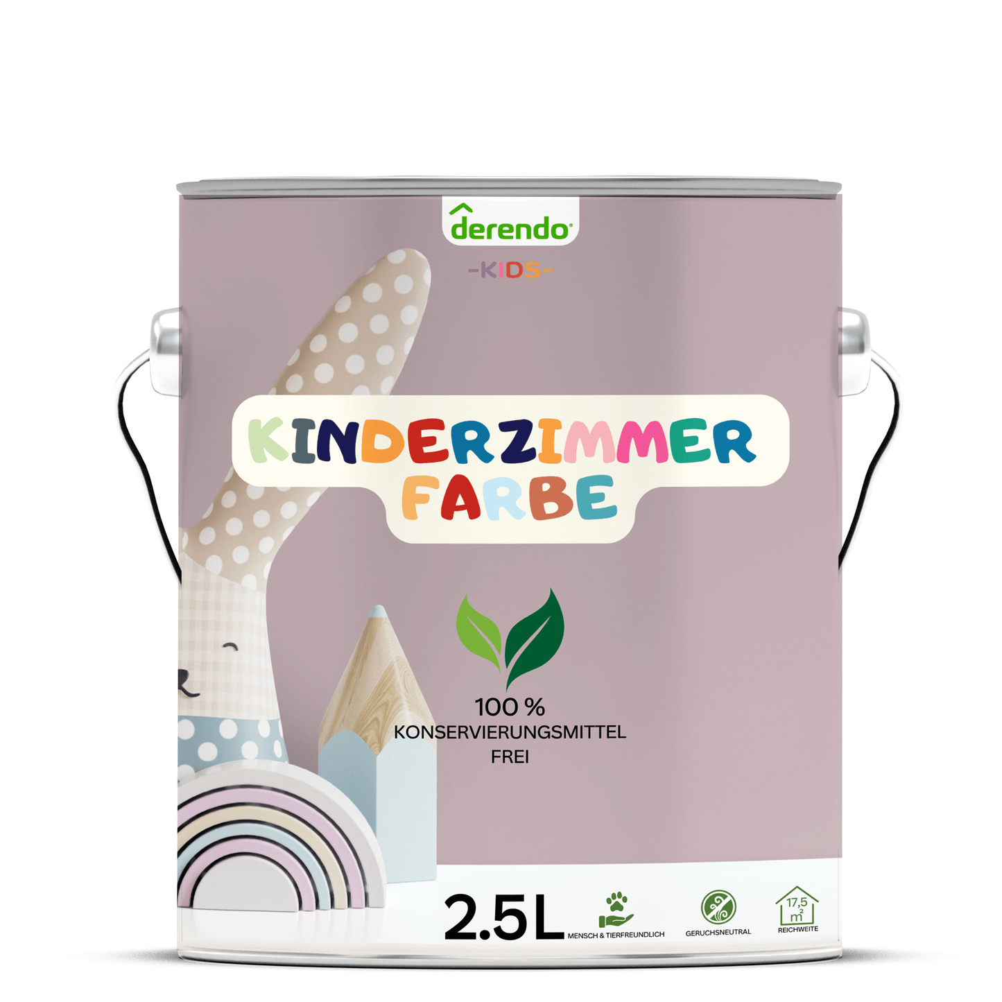 Derendo Kinderzimmer Wandfarbe - Steinrot in 2.5 Liter – Produktbild von Derendo