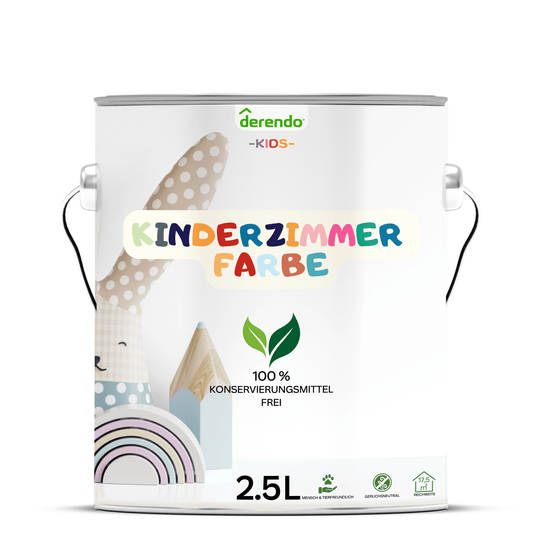 Derendo Kinderzimmer weiß Wandfarbe - Schneeweiss in 2.5 Liter – Produktbild von Derendo