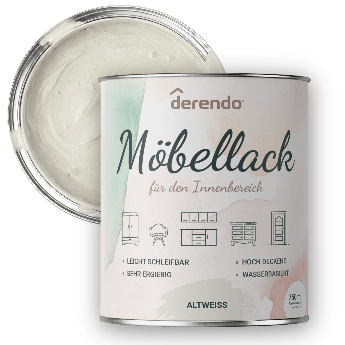 Derendo® Möbelfarbe Altweiss 750ml – Möbelfarbe ohne Schleifen in – Produktbild von Derendo