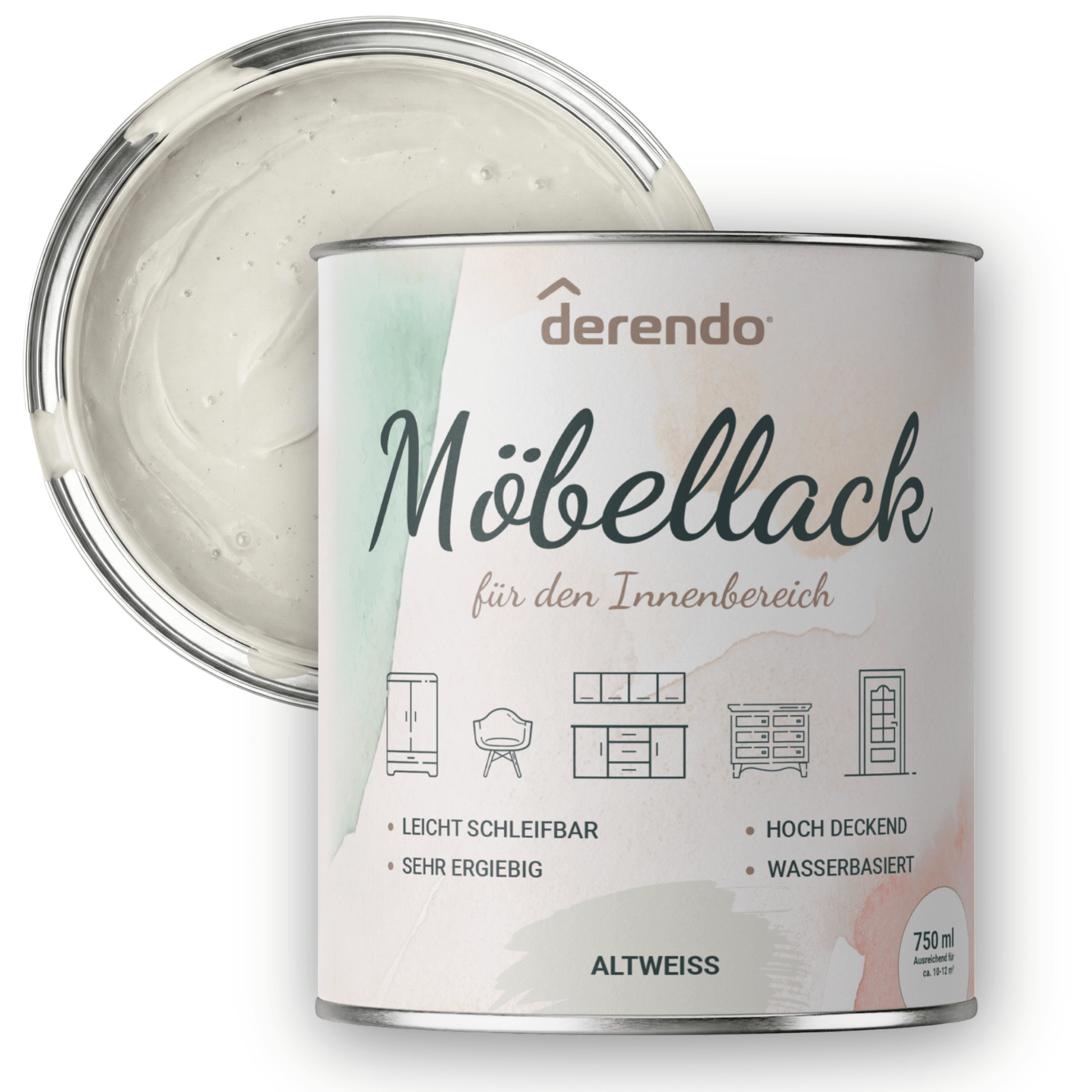 Derendo® Möbelfarbe Altweiss 750ml – Möbelfarbe ohne Schleifen in – Produktbild von Derendo