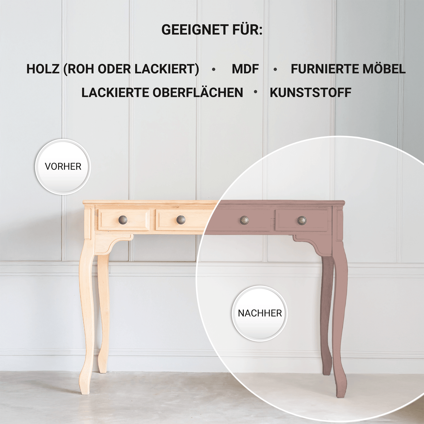 Derendo Möbelfarbe Bordeauxrot 2,5 L – Holzfarbe für Innen – Ohne Schleifen, Hochdeckend & Wasserbasiert – Für Möbel, Türen & Küchen – Umweltfreundlich & Geruchsarm - 4251604929396 - Derendo