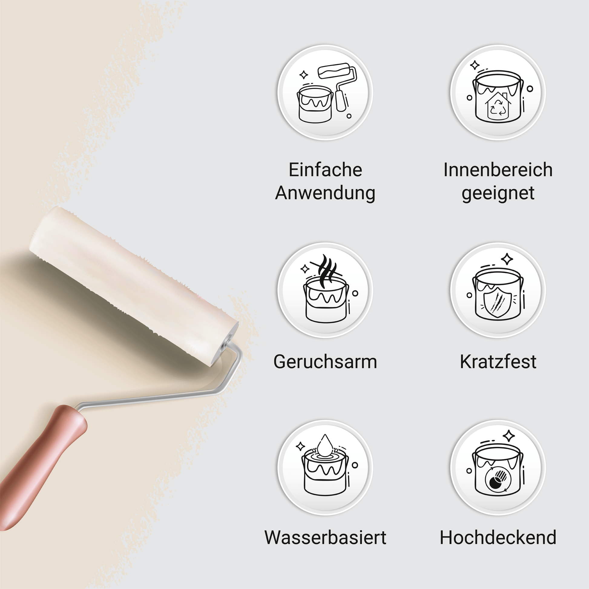 Derendo Möbelfarbe Creme 2,5 L – Holzfarbe für Innen – Ohne Schleifen, Hochdeckend & Wasserbasiert – Für Möbel, Türen & Küchen – Umweltfreundlich & Geruchsarm - 4251604929358 - Derendo
